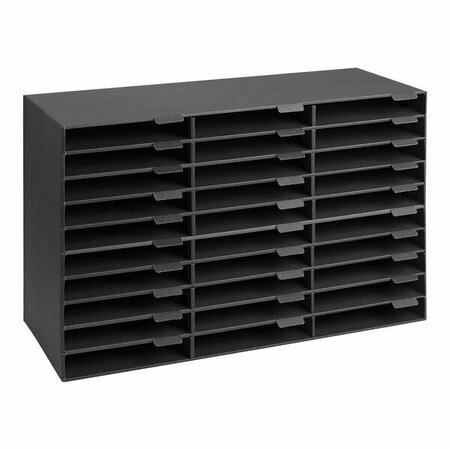 ADIROFFICE 32'' x 13'' x 21'' 30-Compartment Black Classroom Literature Organizer ADI501-30-BLK, 2PK 105AO50130B2